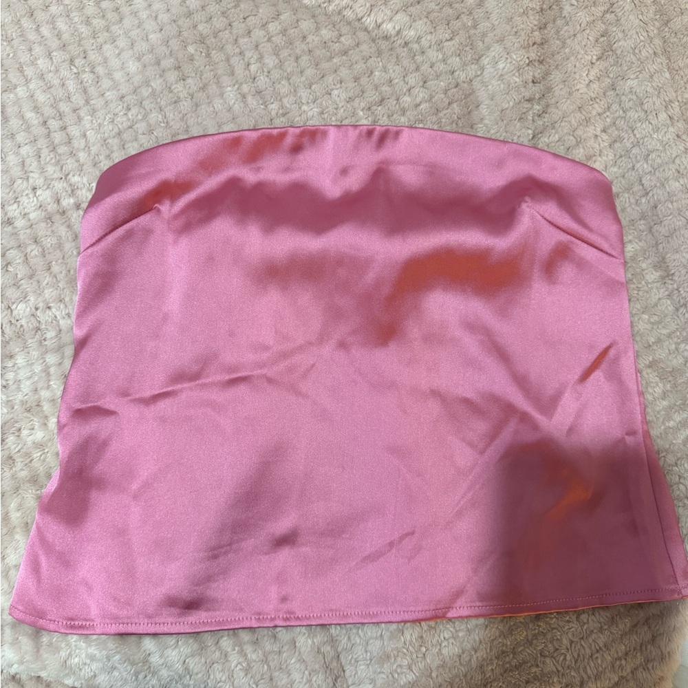 Pink Satin Tube Top